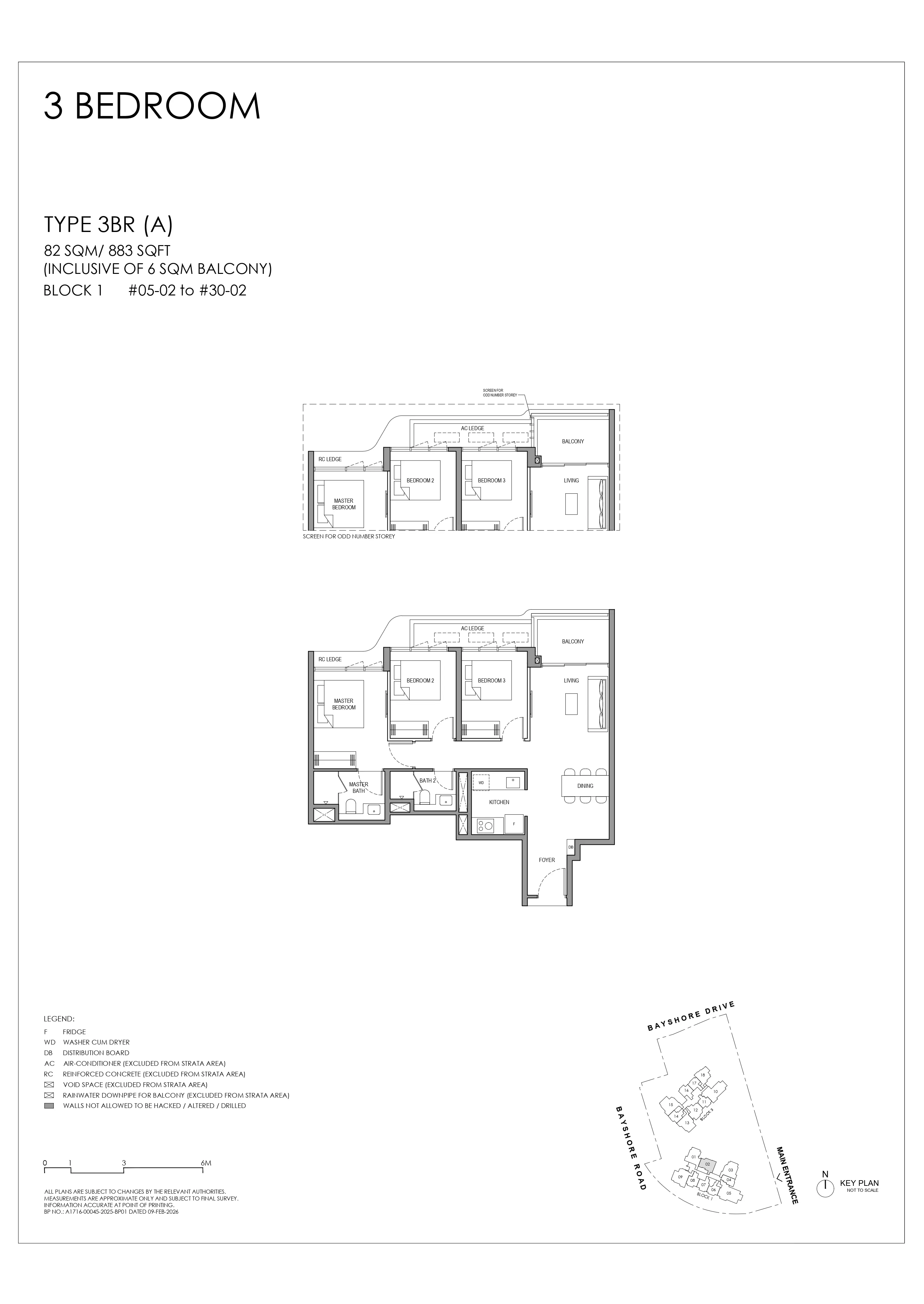 Floor plan layout for Vela Bay 3 Bedroom Type 3BR A.