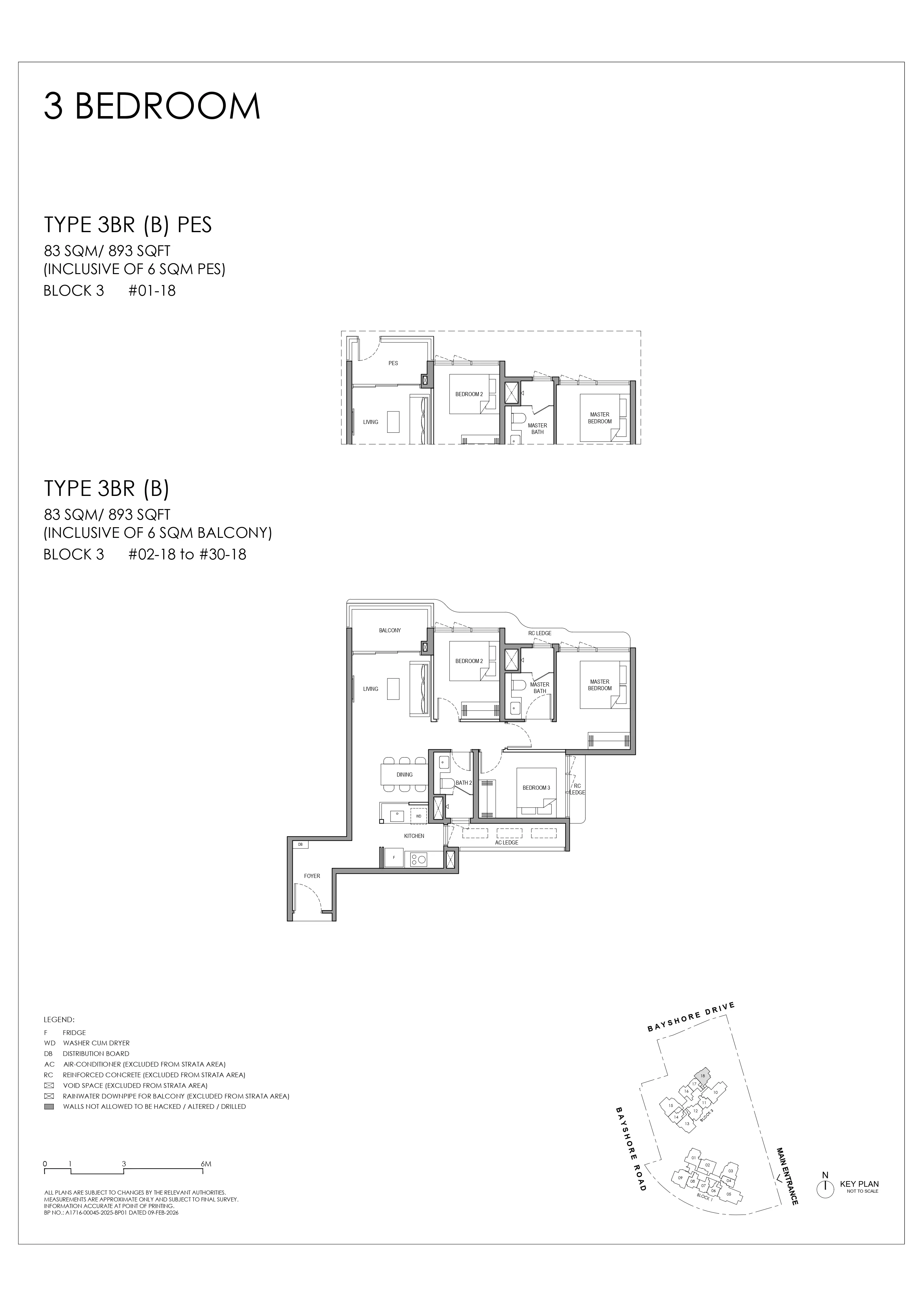 Floor plan layout for Vela Bay 3 Bedroom Type 3BR B.