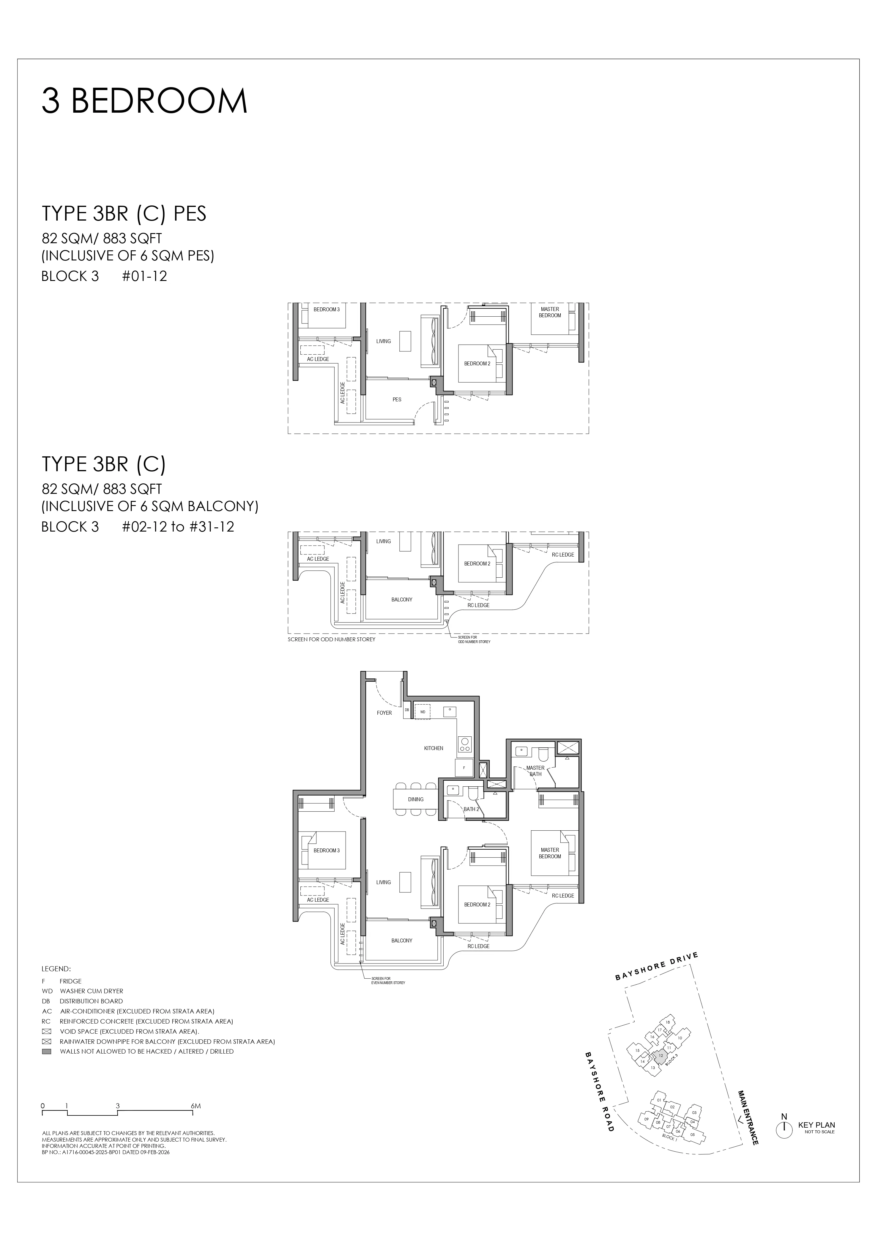 Floor plan layout for Vela Bay 3 Bedroom Type 3BR C.