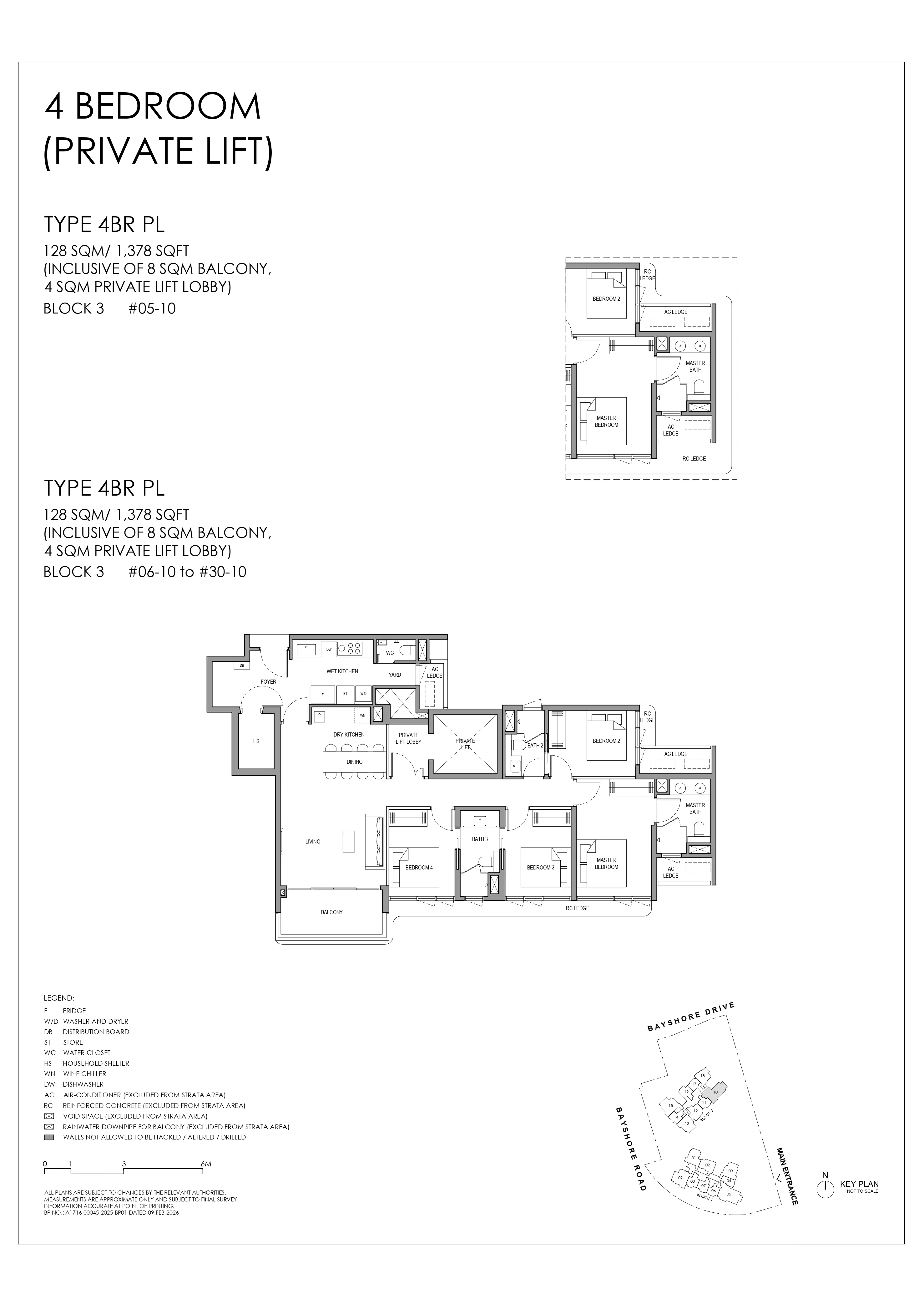 Floor plan layout for Vela Bay 4 Bedroom Private Lift Type 4BR PL.