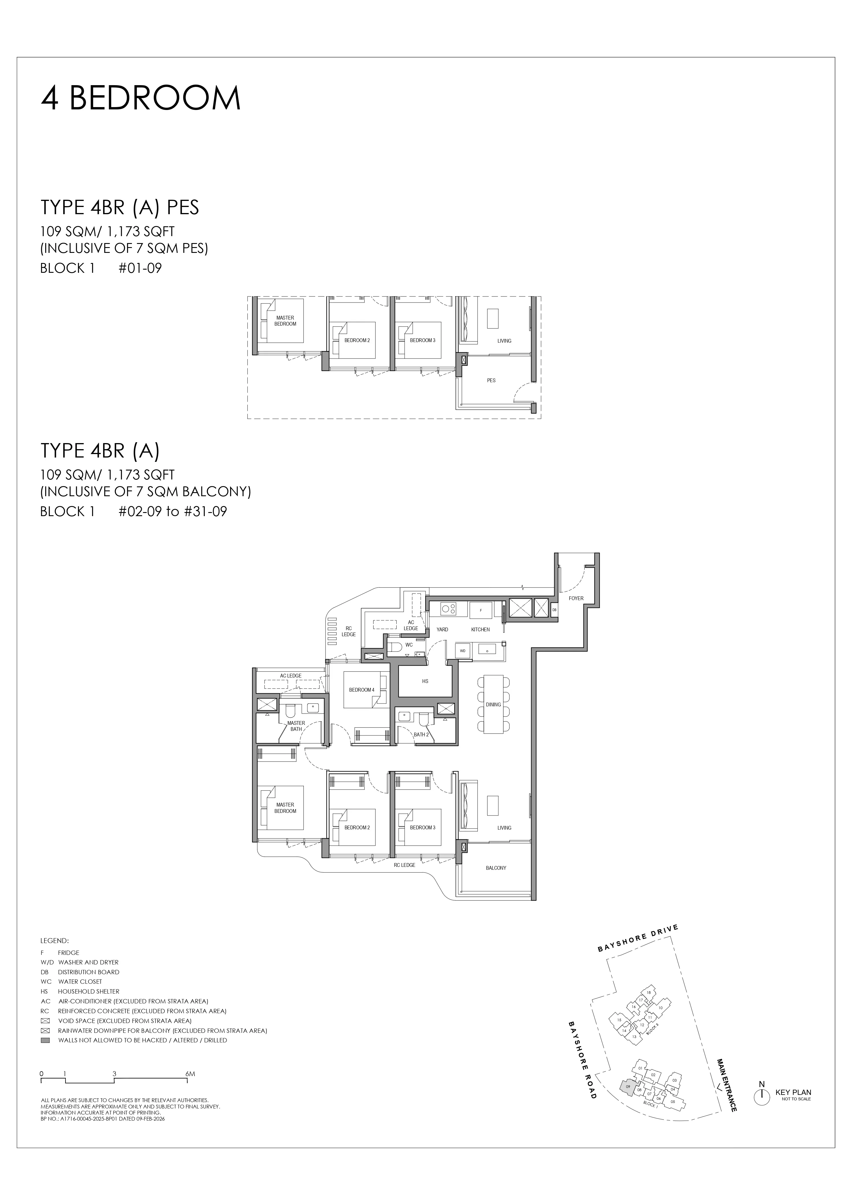 Floor plan layout for Vela Bay 4 Bedroom Type 4BR A.