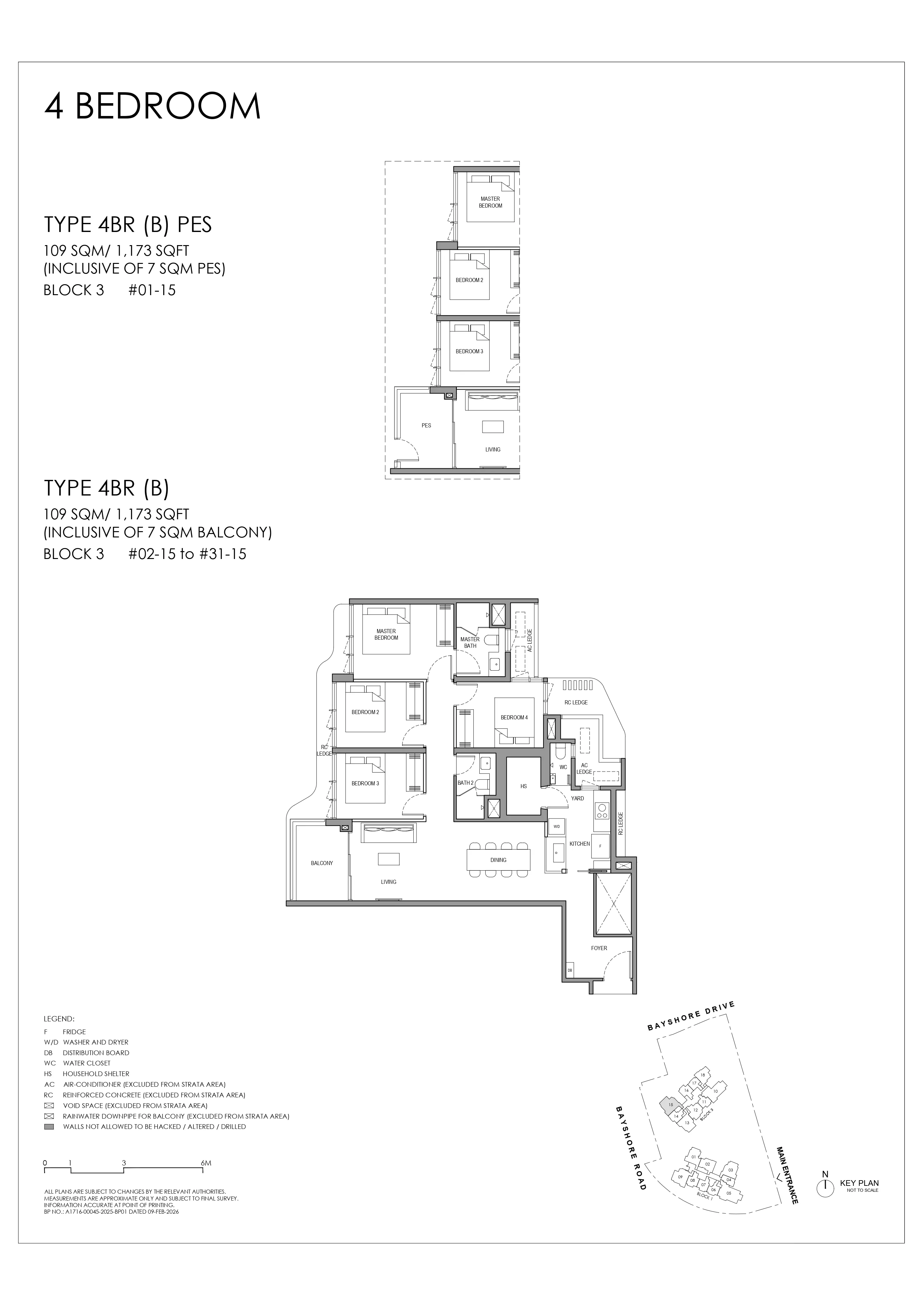 Floor plan layout for Vela Bay 4 Bedroom Type 4BR B.