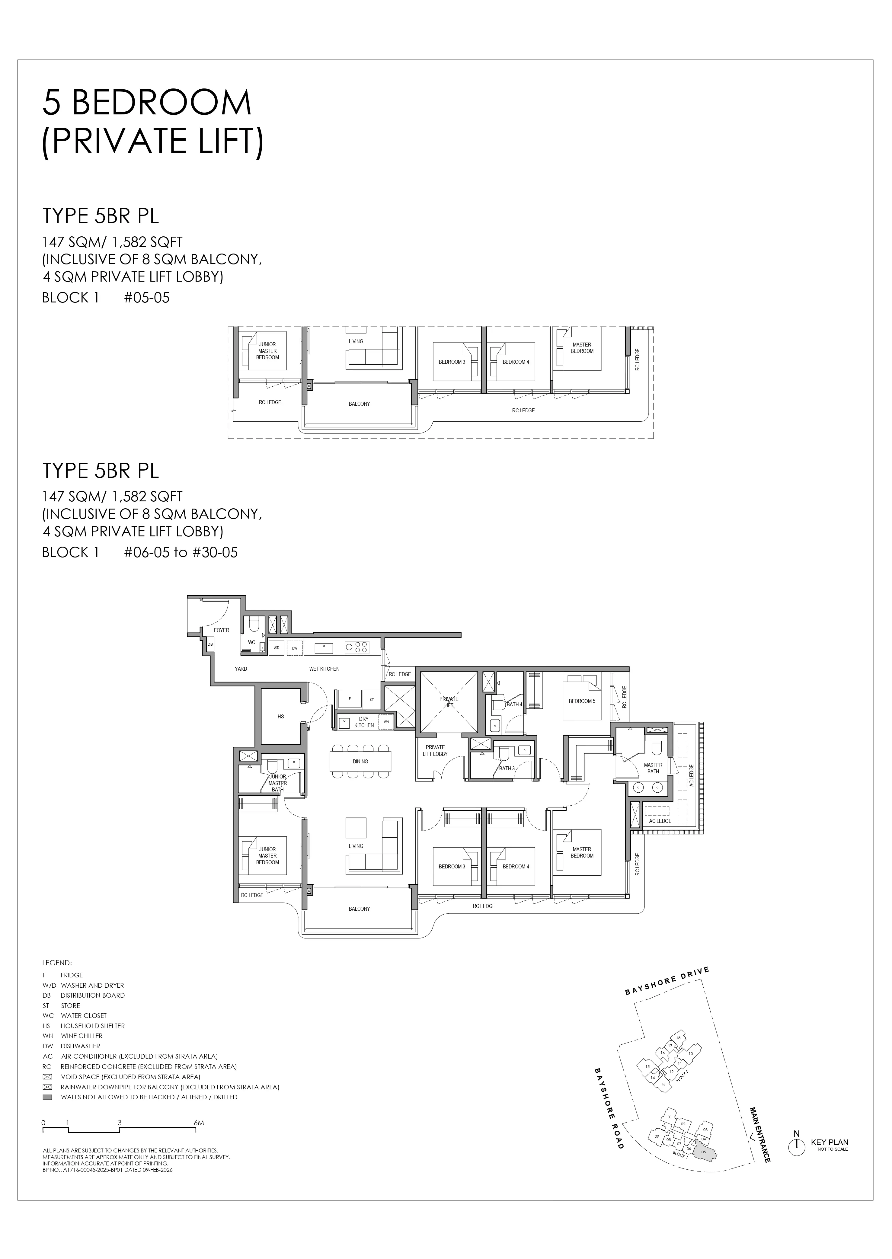 Floor plan layout for Vela Bay 5 Bedroom Private Lift Type 5BR PL.