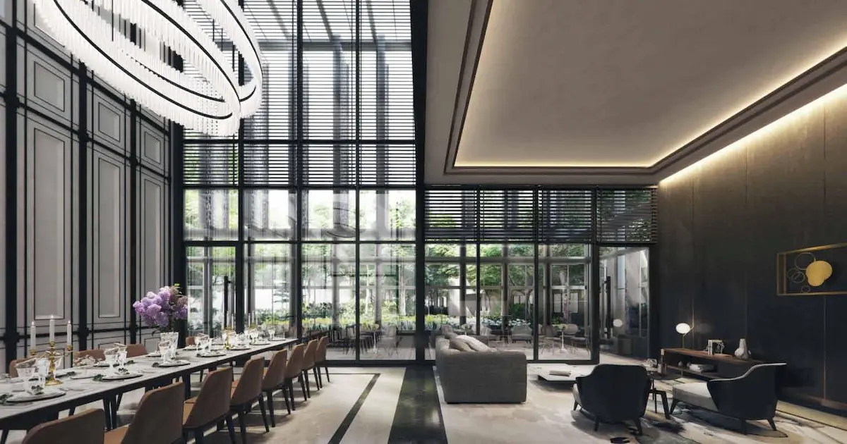 Park Colonial The Grand Venue function room with chandelier and floor-to-ceiling windows artist's impression Singapore