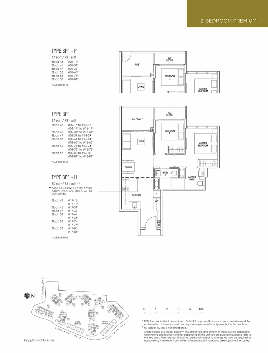 Riverfront Residences 2-bedroom premium floor plan — Type BP1, 67 sqm / 721 sqft, with balcony, master bedroom, dining and kitchen layout.
