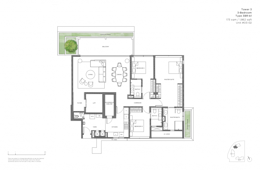 15 Holland Hill Floor Plan 3 Bedroom B1